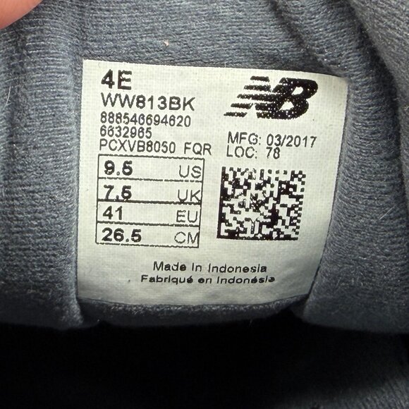New Balance 813 Walking Shoes Womens Size 9.5 4E Black Leather Low Lace Athletic - Picture 14 of 14